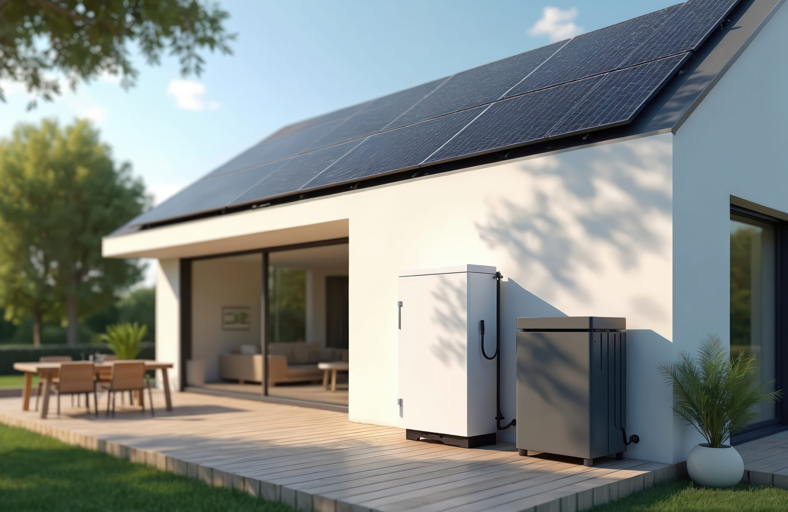 太陽光発電tと蓄電池のイメージ