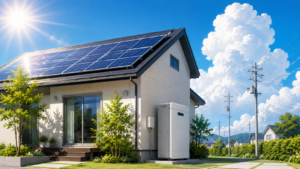 太陽光パネルと蓄電池のある家